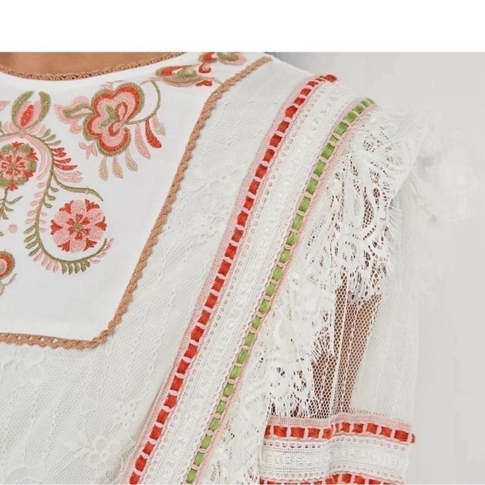 Anthropologie Bl-NK Tali Embroidered Lace Top S NWT - Picture 4 of 12